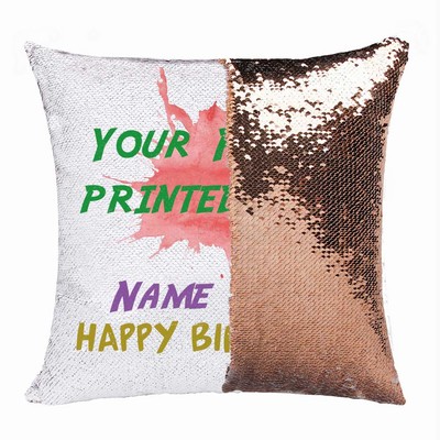 Personalized Sequin Name Photo Pillow Custom Gift For Birthday